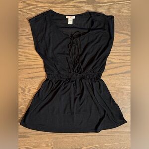 Lux Women's Black Tunic with Cinched Waist